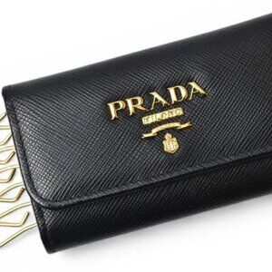 Prada Key Case Key Holder 6 Rows Saffiano Metal